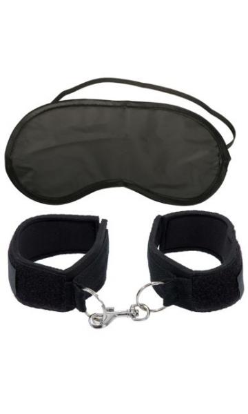 First Timers Cuffs and Blindfold (Black) - Skankccessories