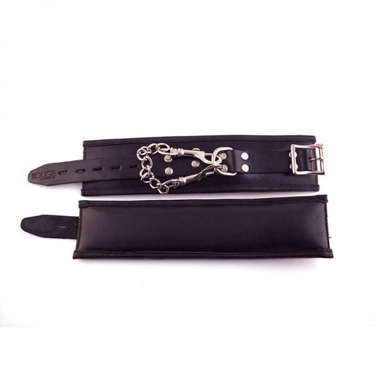 Rouge Padded Leather Wrist Cuffs Black - Skankccessories