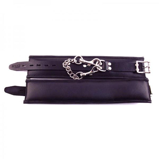 Rouge Padded Leather Ankle Cuffs Black - Skankccessories