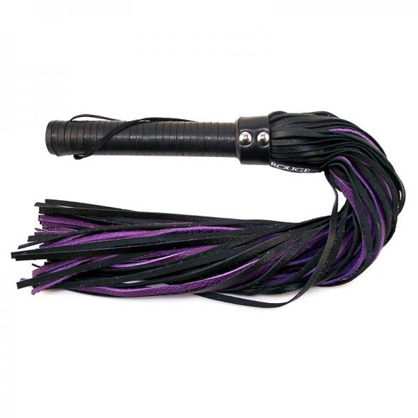 Rouge Flogger W/Leather Handle (Black/purple)