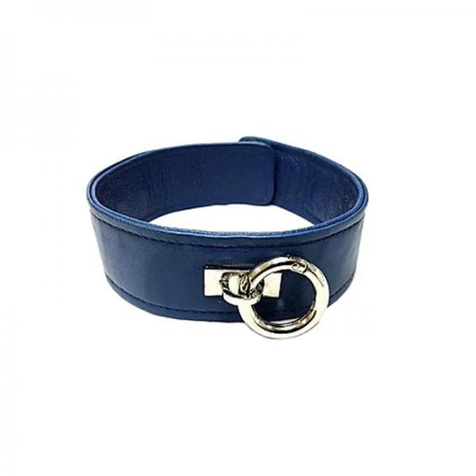 Adjustable Leather Collar (Blue) - Skankccessories