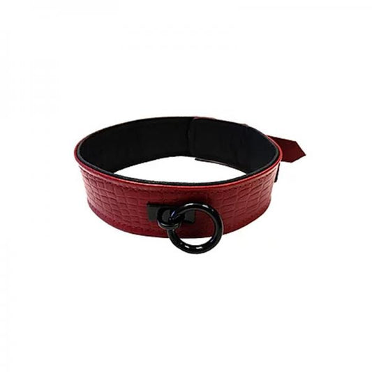 Adjustable Leather Collar (Black & Burgundy) - Skankccessories